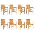 vidaXL Gartenstühle 8 Stk. Stapelbar 56,5x57,5x91 cm Massivholz Teak