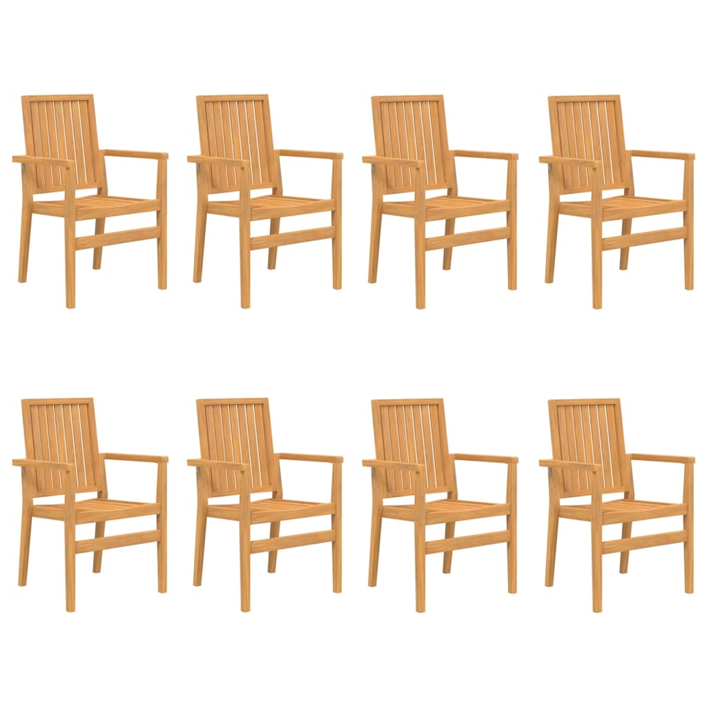 vidaXL Gartenstühle 8 Stk. Stapelbar 56,5x57,5x91 cm Massivholz Teak