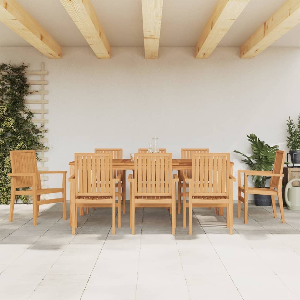 vidaXL Gartenstühle 8 Stk. Stapelbar 56,5x57,5x91 cm Massivholz Teak