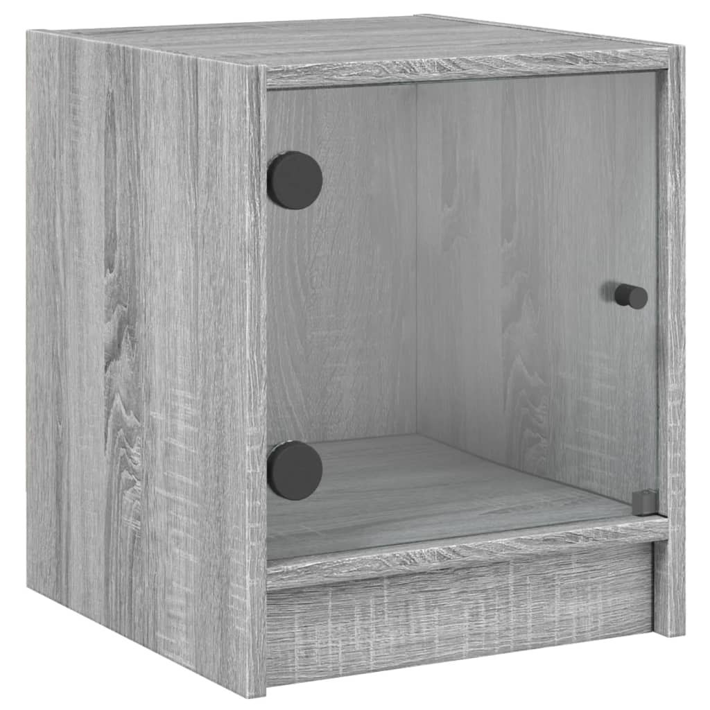 vidaXL Nachttische mit Glastüren 2 Stk. Grau Sonoma 35x37x42 cm