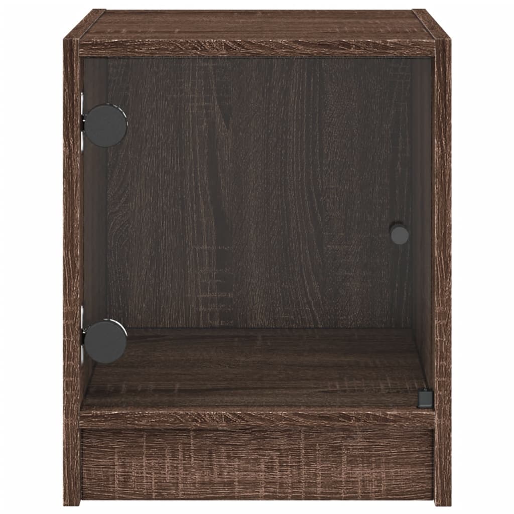 vidaXL Nachttisch mit Glastür Braun Eichen-Optik 35x37x42 cm