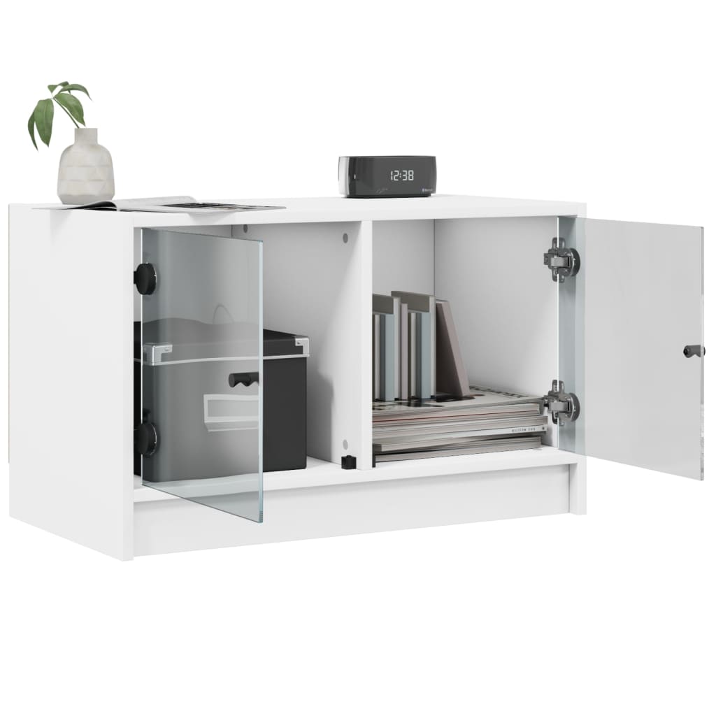 vidaXL TV-Schrank mit Glastüren Weiß 68x37x42 cm