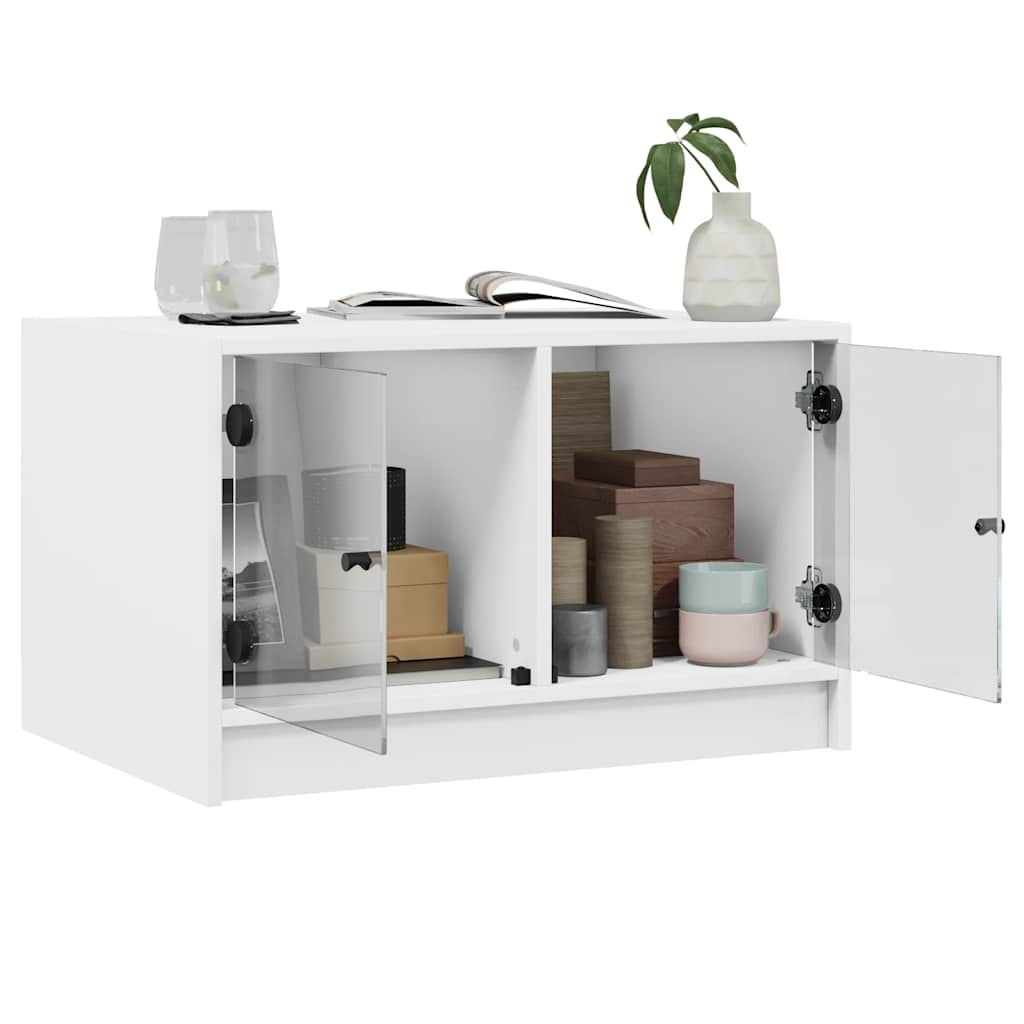 vidaXL Couchtisch mit Glastüren Weiß 68x50x42 cm