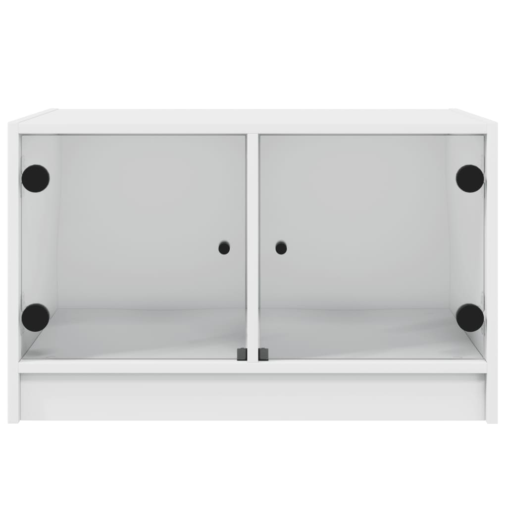 vidaXL Couchtisch mit Glastüren Weiß 68x50x42 cm