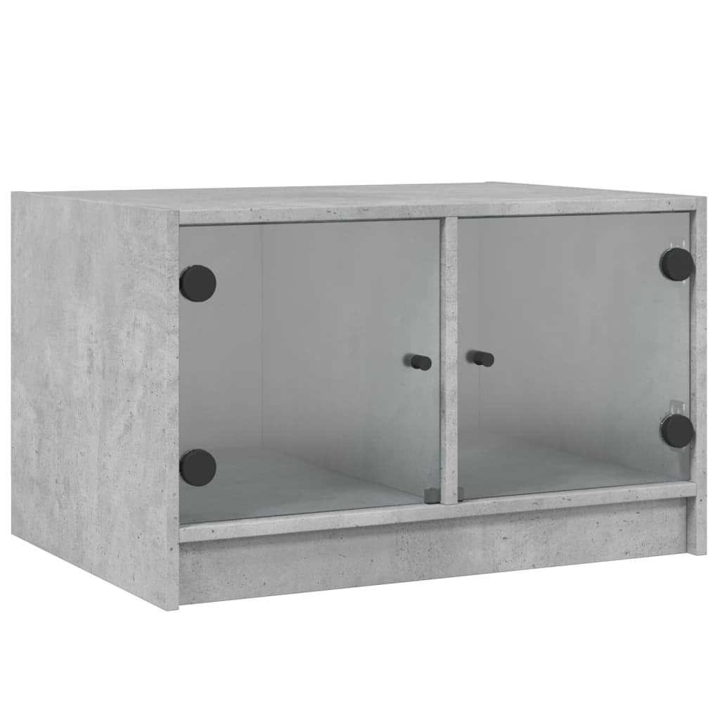 vidaXL Couchtisch mit Glastüren Betongrau 68x50x42 cm