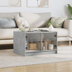 vidaXL Couchtisch mit Glastüren Betongrau 68x50x42 cm