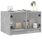 vidaXL Couchtisch mit Glastüren Betongrau 68x50x42 cm