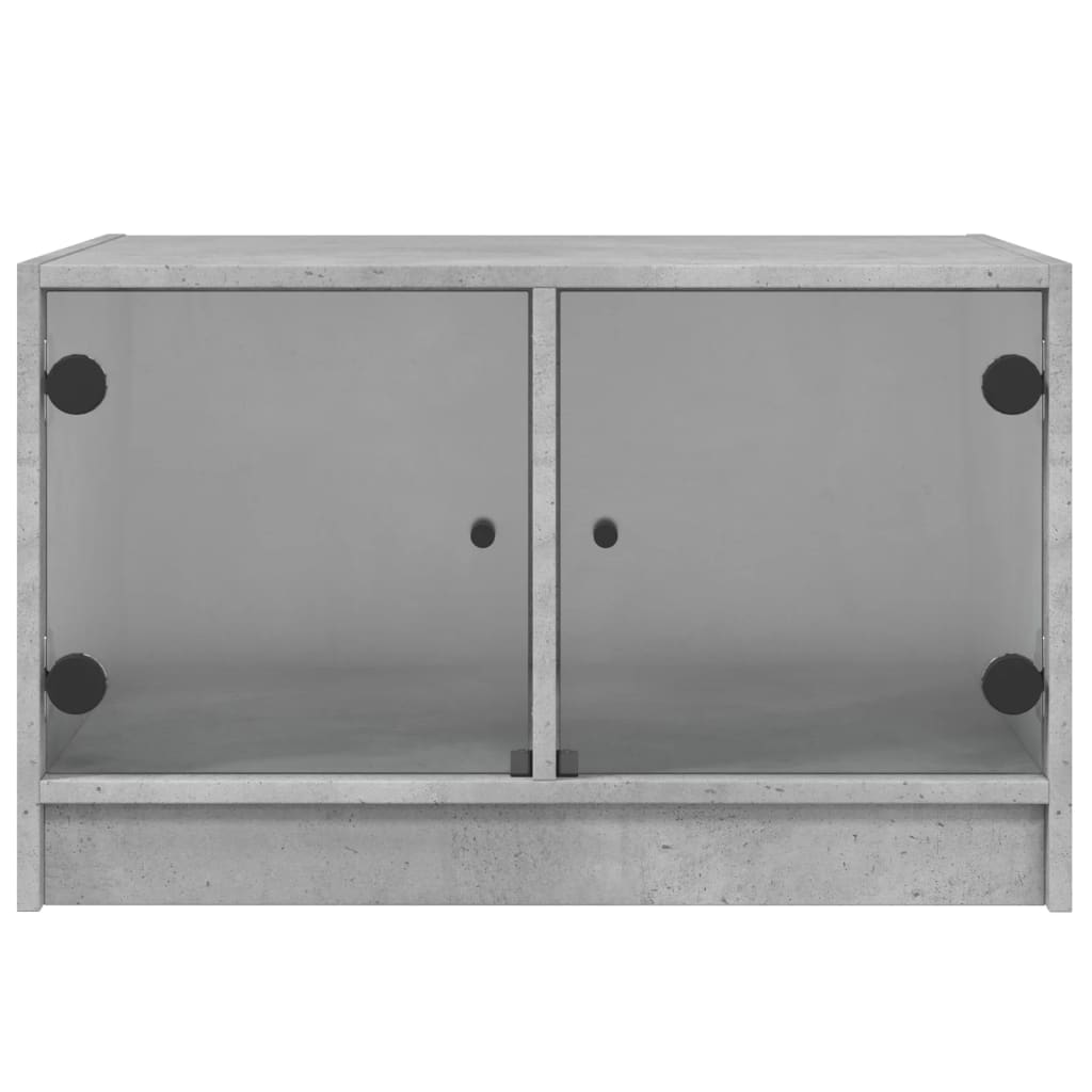 vidaXL Couchtisch mit Glastüren Betongrau 68x50x42 cm