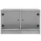 vidaXL Couchtisch mit Glastüren Betongrau 68x50x42 cm