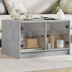 vidaXL Couchtisch mit Glastüren Betongrau 68x50x42 cm