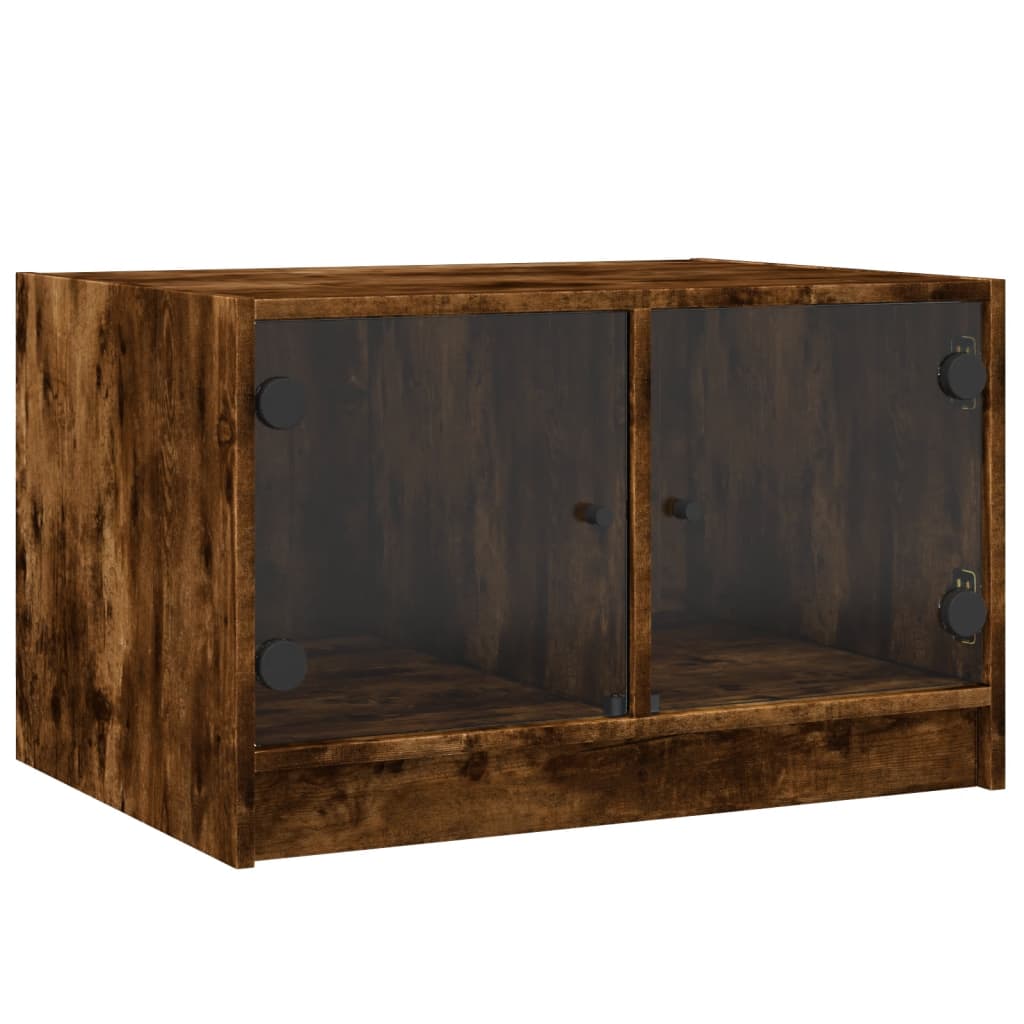 vidaXL Couchtisch mit Glastüren Räuchereiche 68x50x42 cm