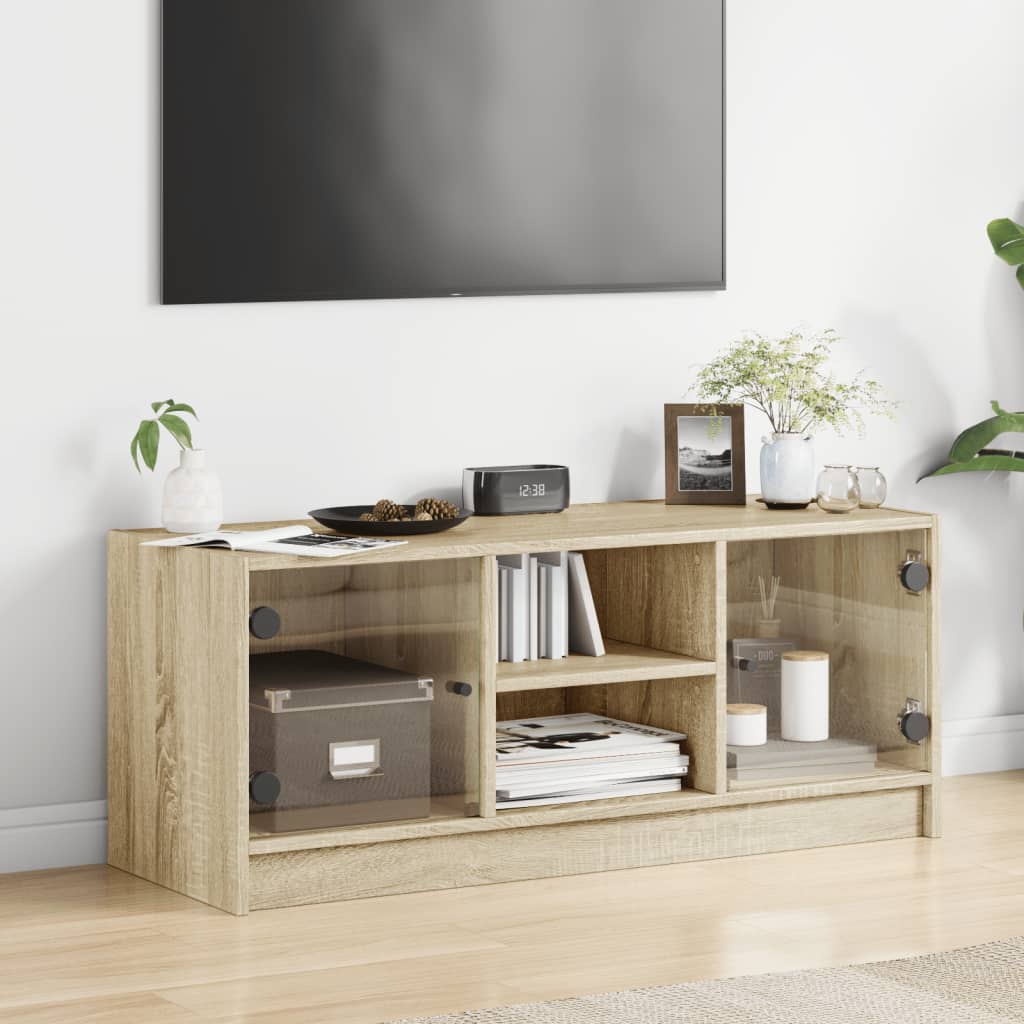 vidaXL TV-Schrank mit Glastüren Sonoma-Eiche 102x37x42 cm