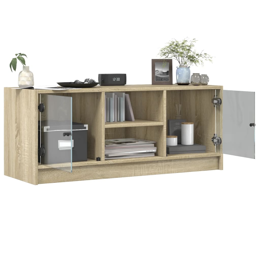 vidaXL TV-Schrank mit Glastüren Sonoma-Eiche 102x37x42 cm