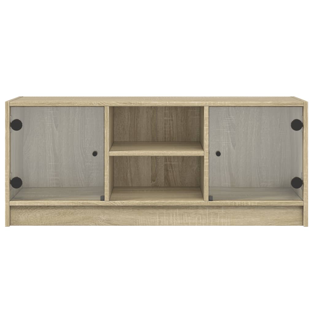 vidaXL TV-Schrank mit Glastüren Sonoma-Eiche 102x37x42 cm