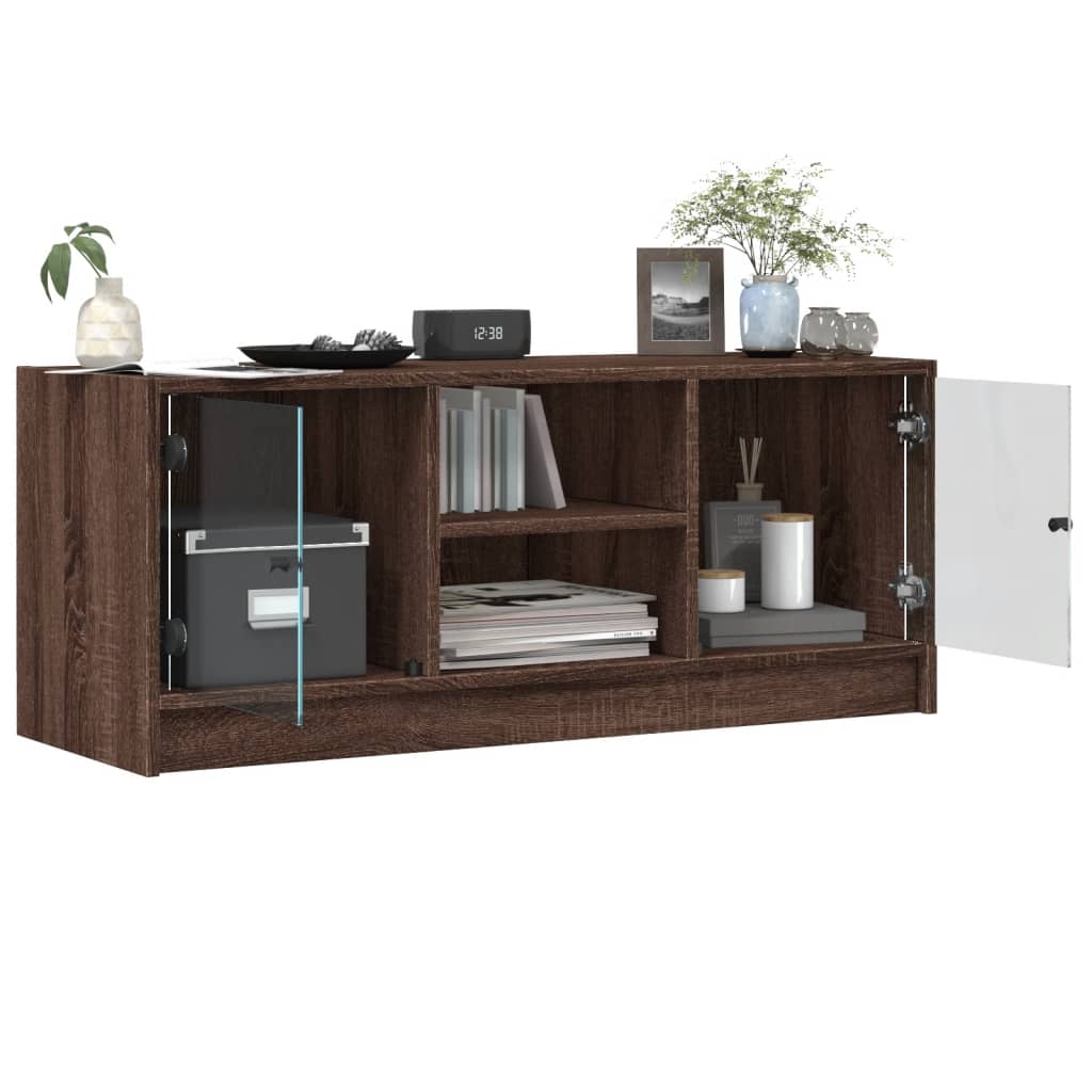 vidaXL TV-Schrank mit Glastüren Braun Eichen-Optik 102x37x42 cm