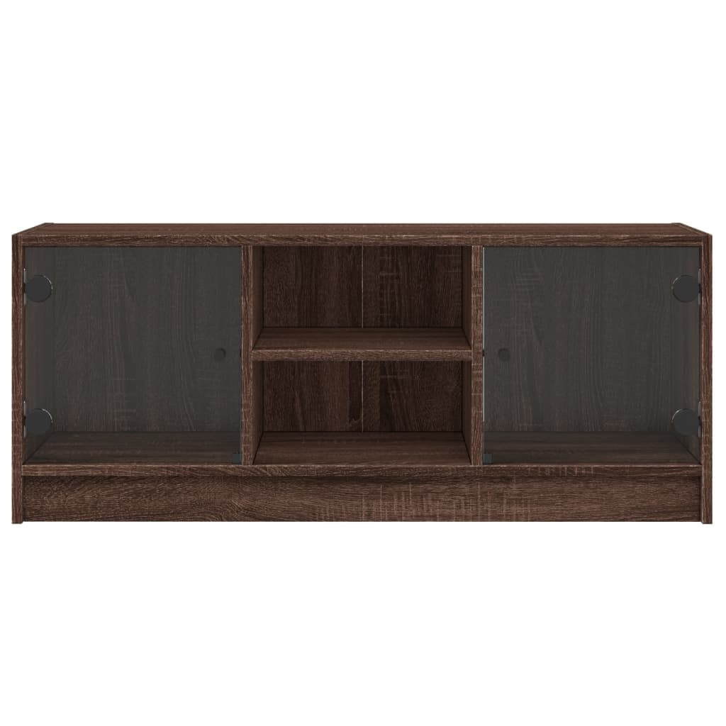 vidaXL TV-Schrank mit Glastüren Braun Eichen-Optik 102x37x42 cm