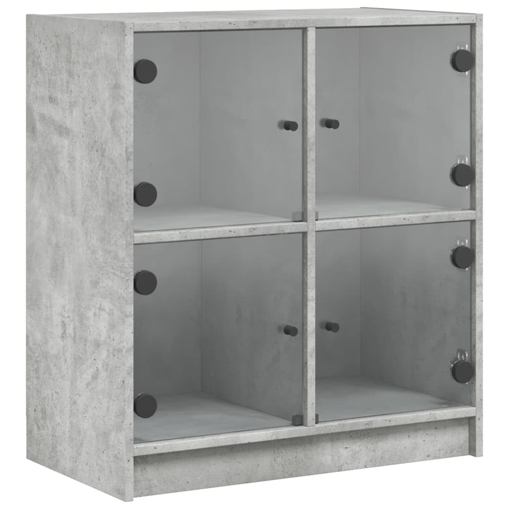 vidaXL Beistellschrank mit Glastüren Betongrau 68x37x75,5 cm