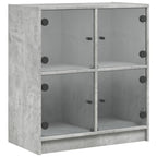 vidaXL Beistellschrank mit Glastüren Betongrau 68x37x75,5 cm