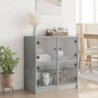 vidaXL Beistellschrank mit Glastüren Betongrau 68x37x75,5 cm