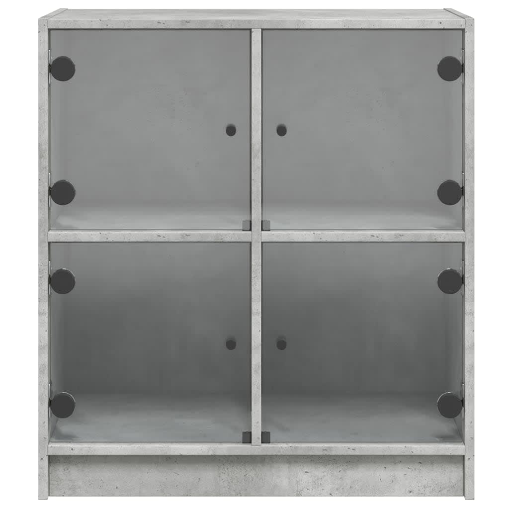 vidaXL Beistellschrank mit Glastüren Betongrau 68x37x75,5 cm