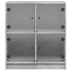 vidaXL Beistellschrank mit Glastüren Betongrau 68x37x75,5 cm