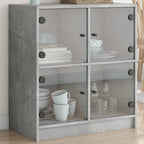 vidaXL Beistellschrank mit Glastüren Betongrau 68x37x75,5 cm