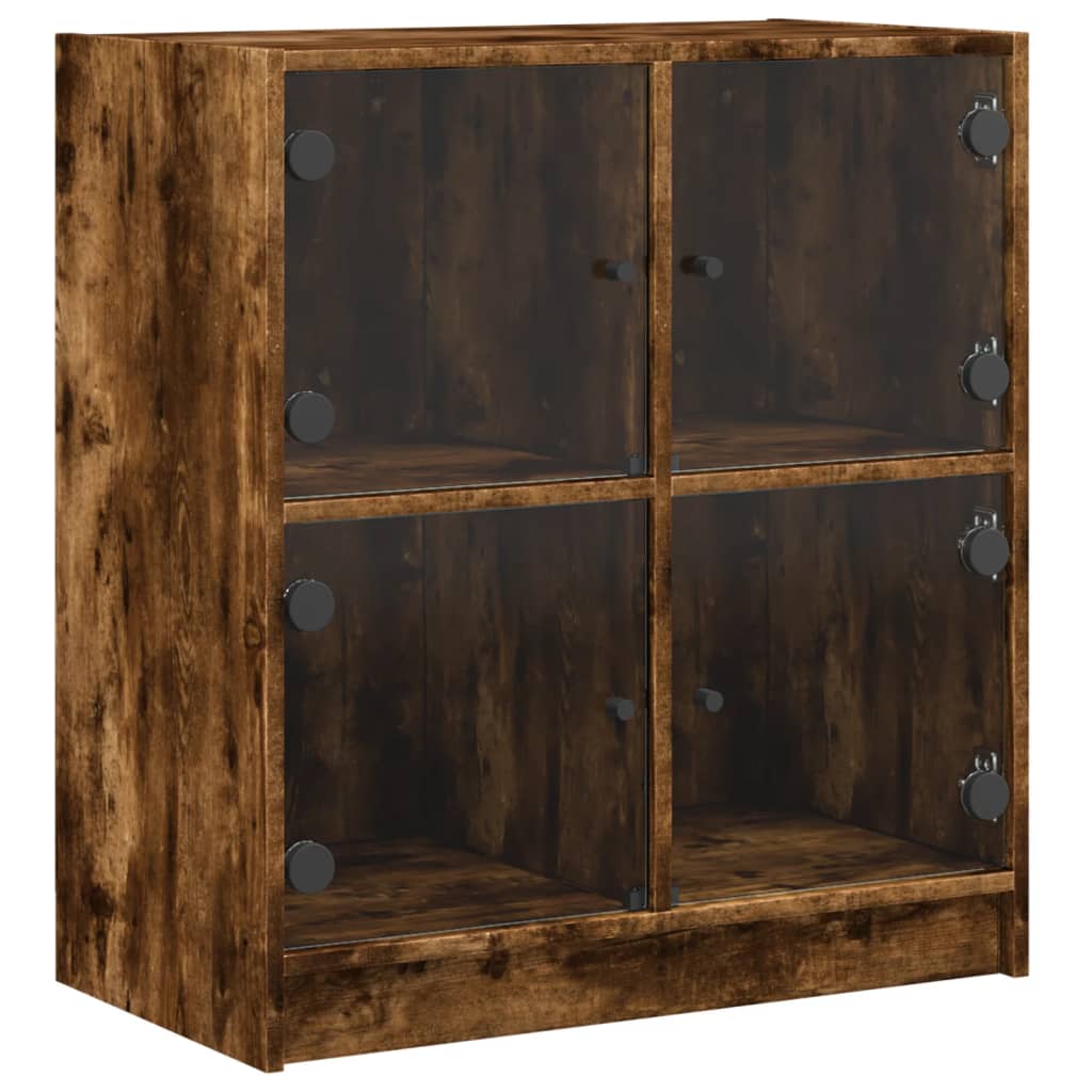 vidaXL Beistellschrank mit Glastüren Räuchereiche 68x37x75,5 cm