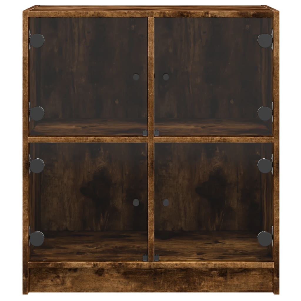 vidaXL Beistellschrank mit Glastüren Räuchereiche 68x37x75,5 cm