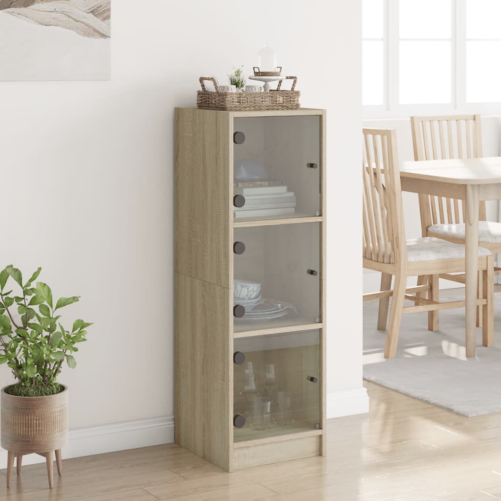 vidaXL Highboard mit Glastüren Sonoma-Eiche 35x37x109 cm