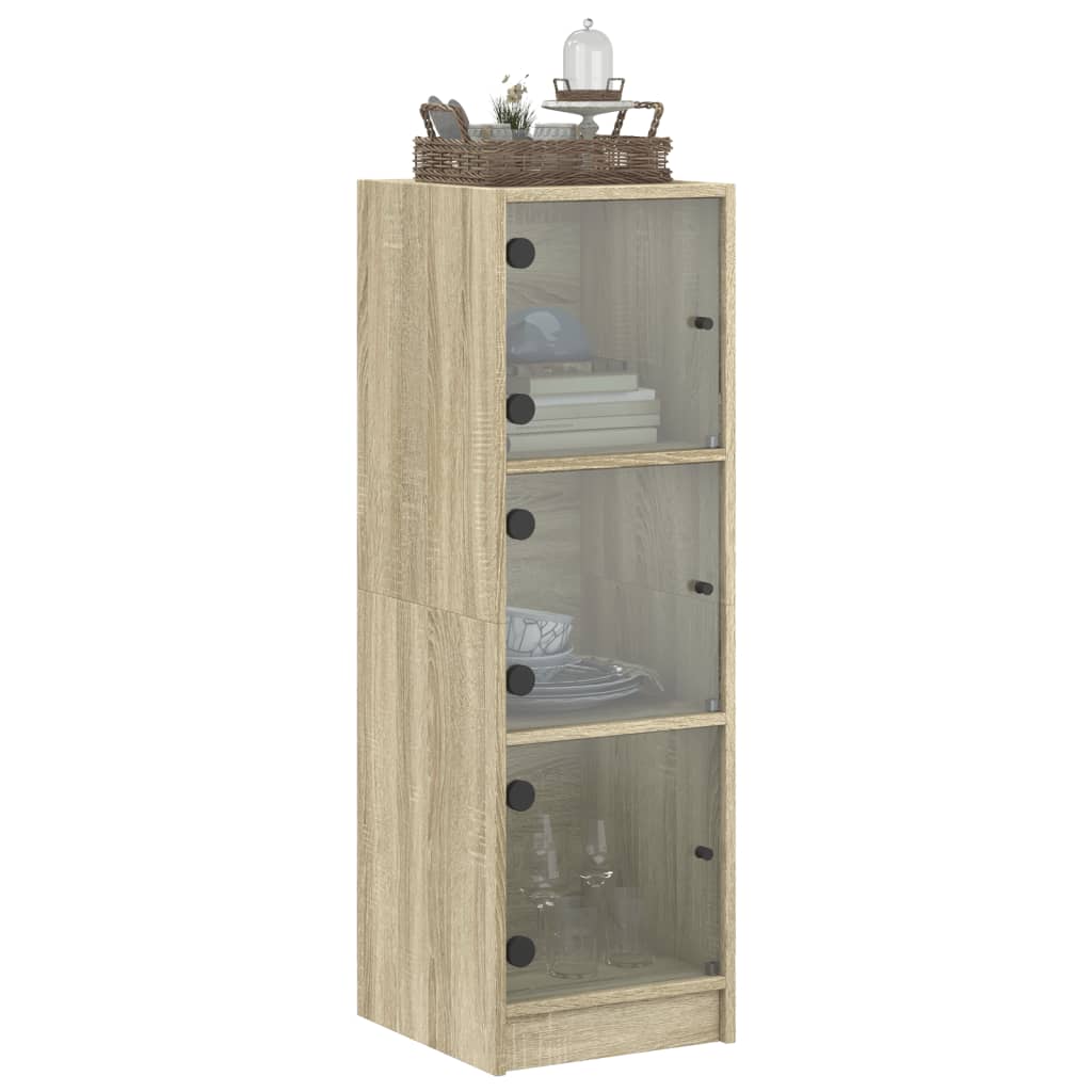 vidaXL Highboard mit Glastüren Sonoma-Eiche 35x37x109 cm