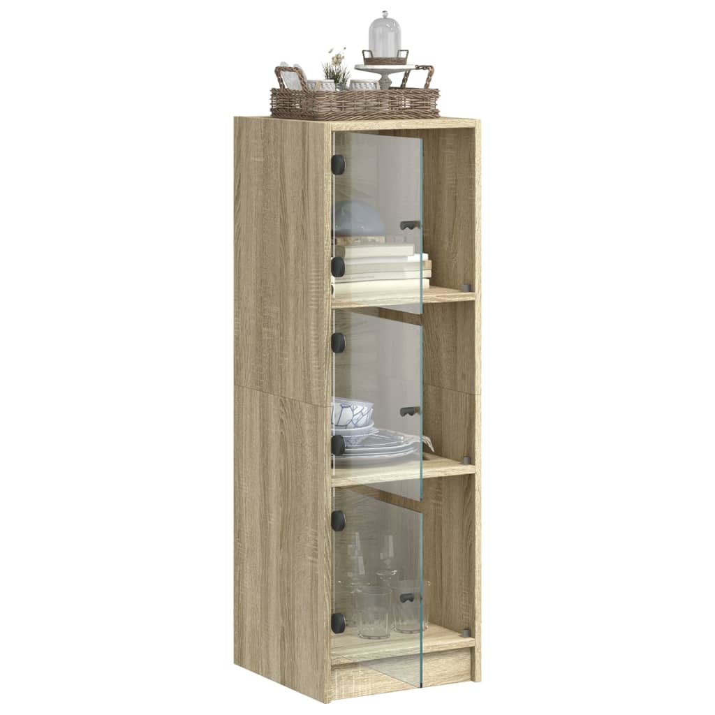 vidaXL Highboard mit Glastüren Sonoma-Eiche 35x37x109 cm