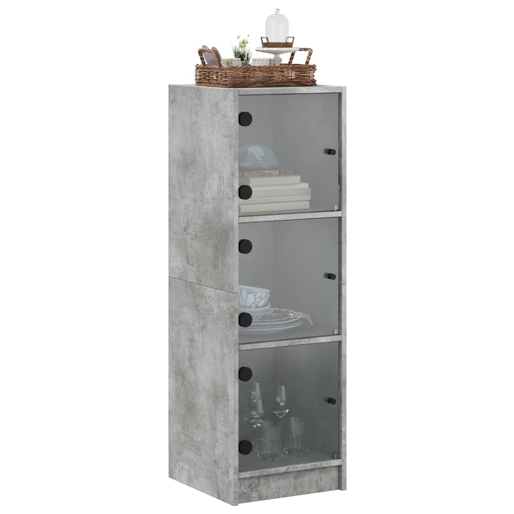 vidaXL Highboard mit Glastüren Betongrau 35x37x109 cm