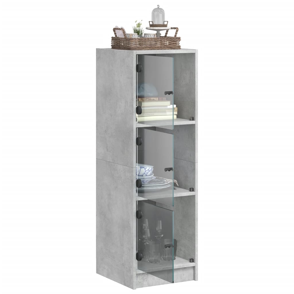vidaXL Highboard mit Glastüren Betongrau 35x37x109 cm