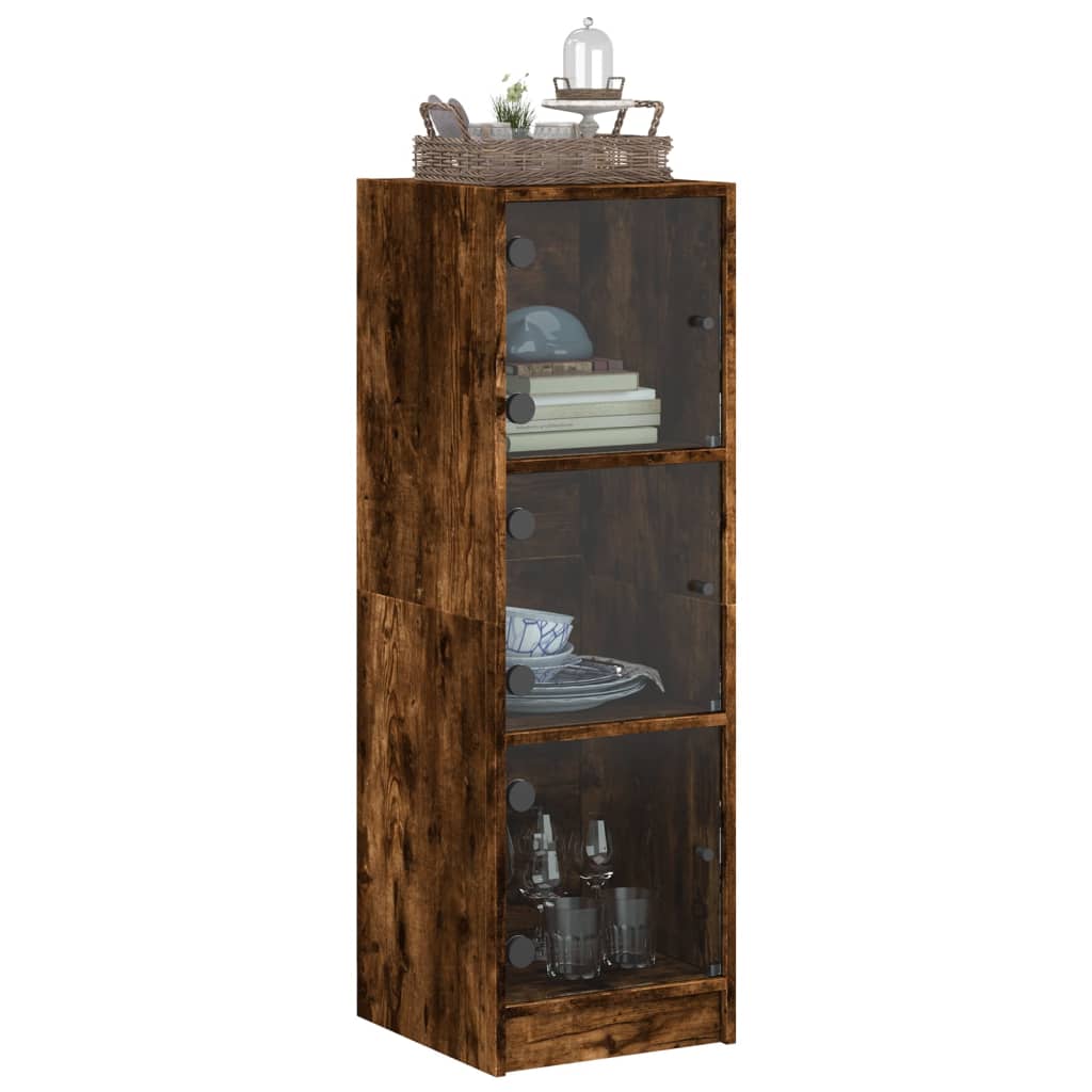 vidaXL Highboard mit Glastüren Räuchereiche 35x37x109 cm