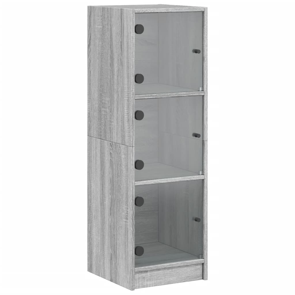 vidaXL Highboard mit Glastüren Grau Sonoma 35x37x109 cm