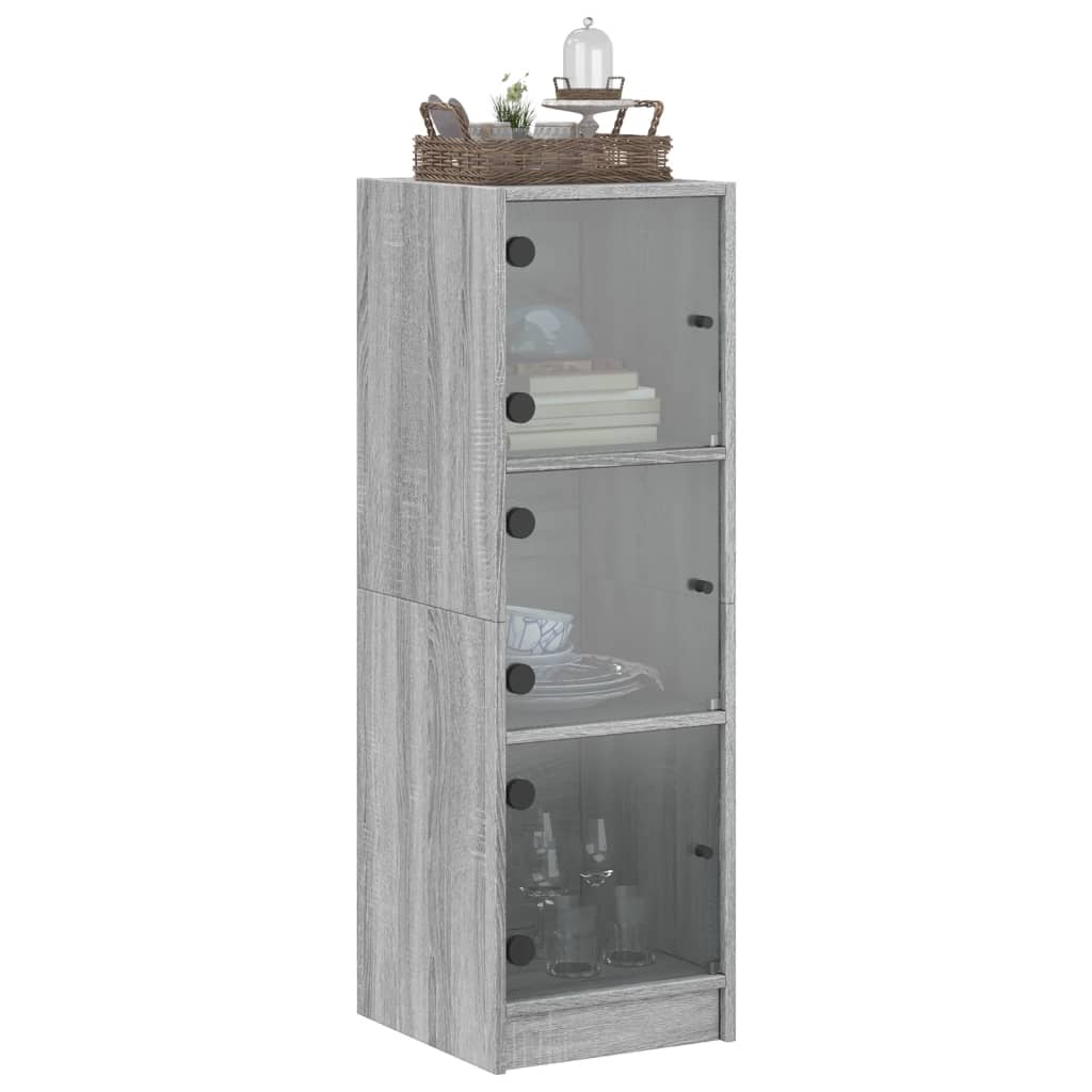 vidaXL Highboard mit Glastüren Grau Sonoma 35x37x109 cm