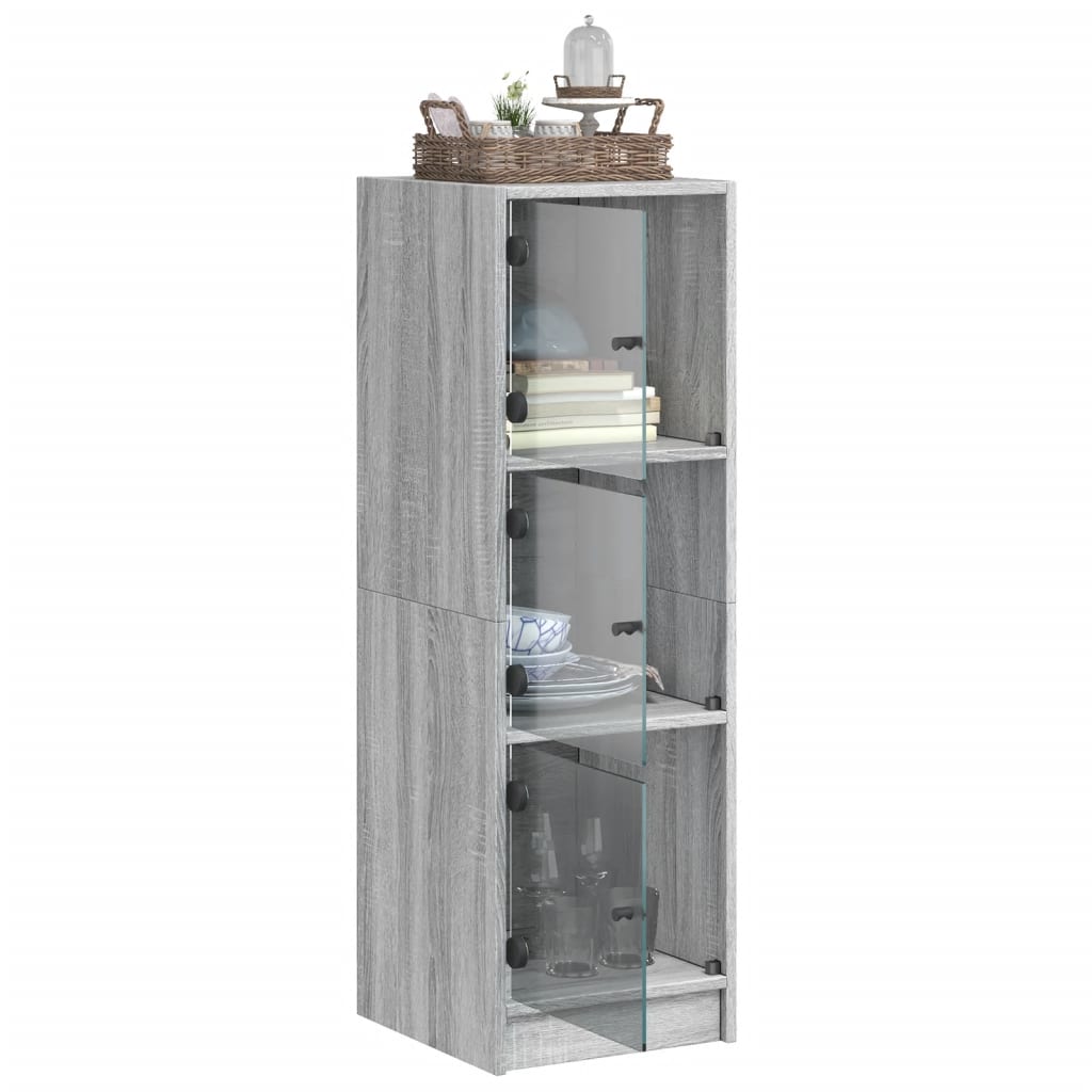 vidaXL Highboard mit Glastüren Grau Sonoma 35x37x109 cm