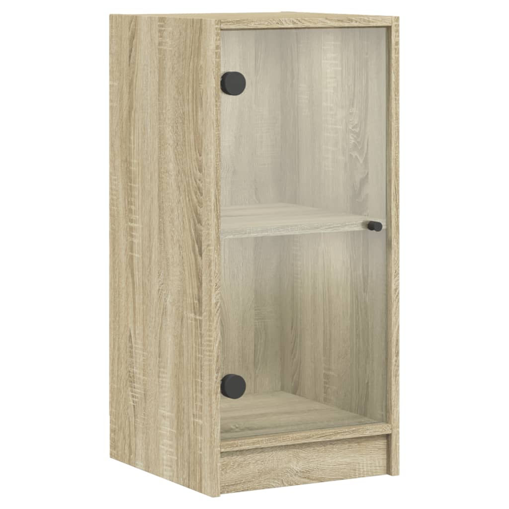 vidaXL Beistellschrank mit Glastüren Sonoma-Eiche 35x37x75,5 cm