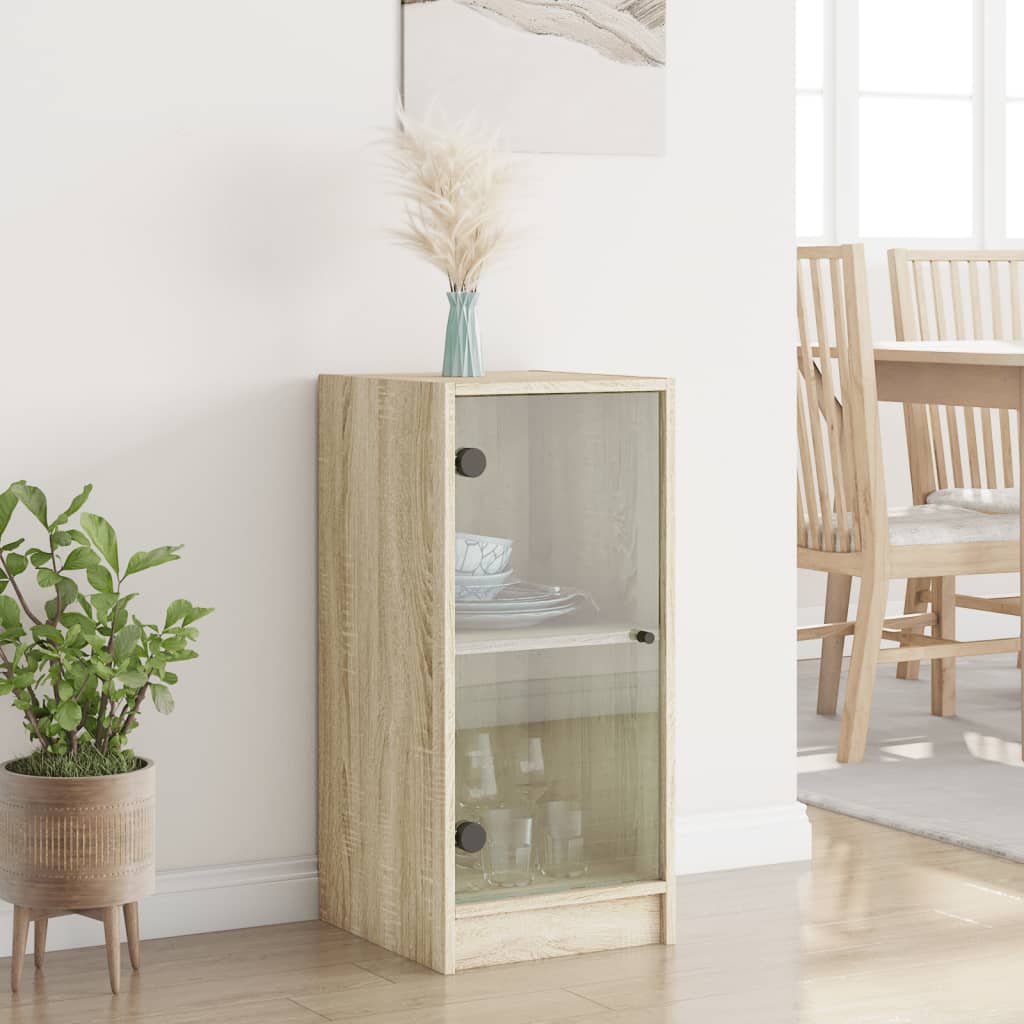 vidaXL Beistellschrank mit Glastüren Sonoma-Eiche 35x37x75,5 cm