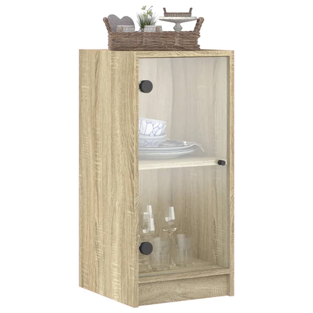 vidaXL Beistellschrank mit Glastüren Sonoma-Eiche 35x37x75,5 cm