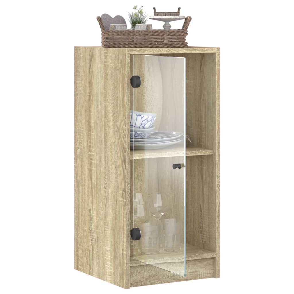 vidaXL Beistellschrank mit Glastüren Sonoma-Eiche 35x37x75,5 cm