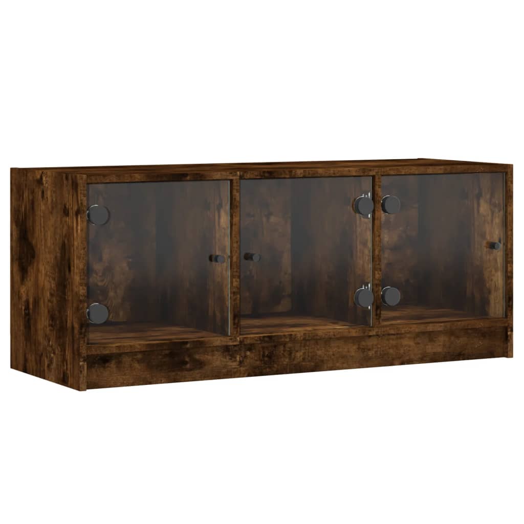 vidaXL TV-Schrank mit Glastüren Räuchereiche 102x37x42 cm