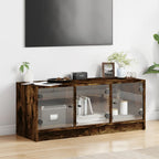 vidaXL TV-Schrank mit Glastüren Räuchereiche 102x37x42 cm