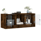 vidaXL TV-Schrank mit Glastüren Räuchereiche 102x37x42 cm