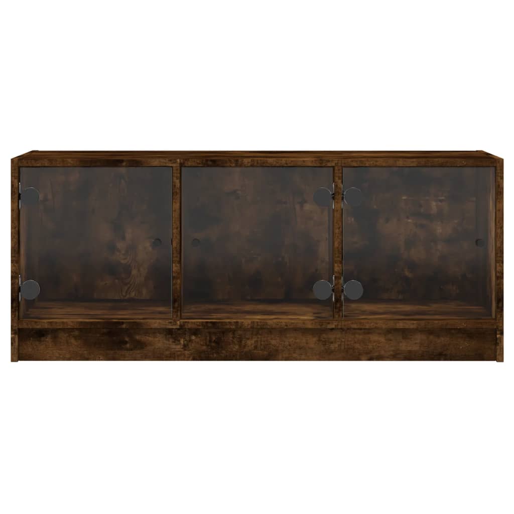 vidaXL TV-Schrank mit Glastüren Räuchereiche 102x37x42 cm