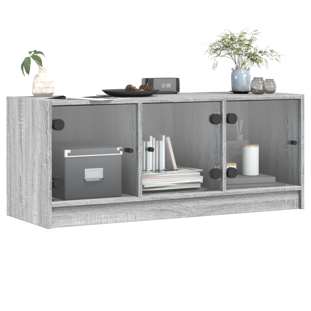 vidaXL TV-Schrank mit Glastüren Grau Sonoma 102x37x42 cm