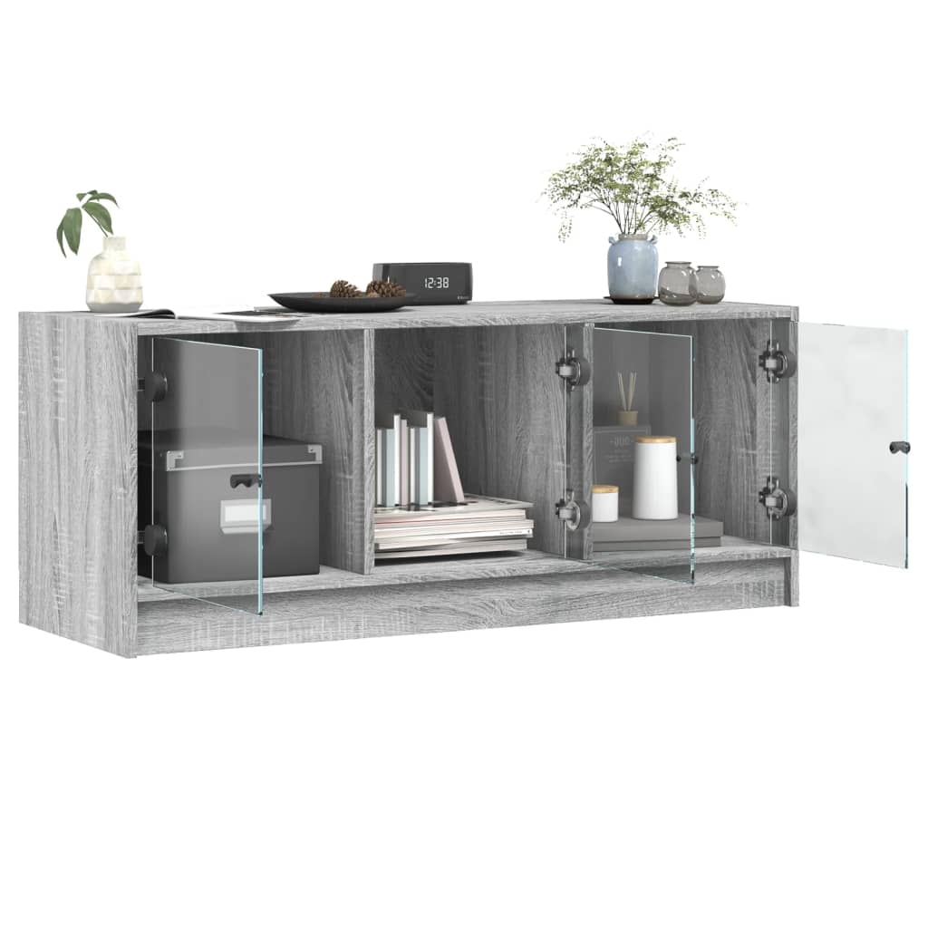 vidaXL TV-Schrank mit Glastüren Grau Sonoma 102x37x42 cm