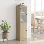 vidaXL Highboard mit Glastür Sonoma-Eiche 35x37x142 cm