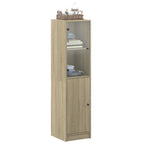 vidaXL Highboard mit Glastür Sonoma-Eiche 35x37x142 cm
