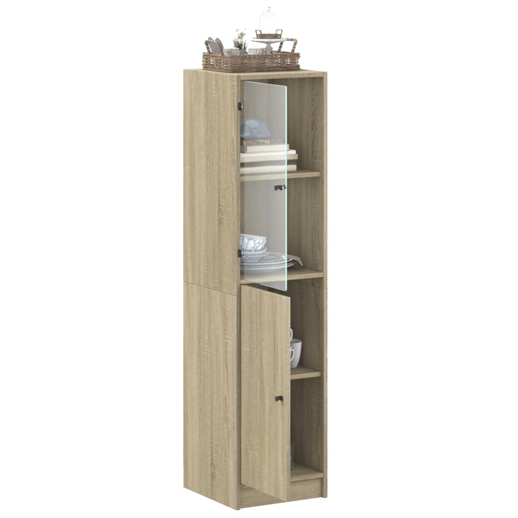 vidaXL Highboard mit Glastür Sonoma-Eiche 35x37x142 cm